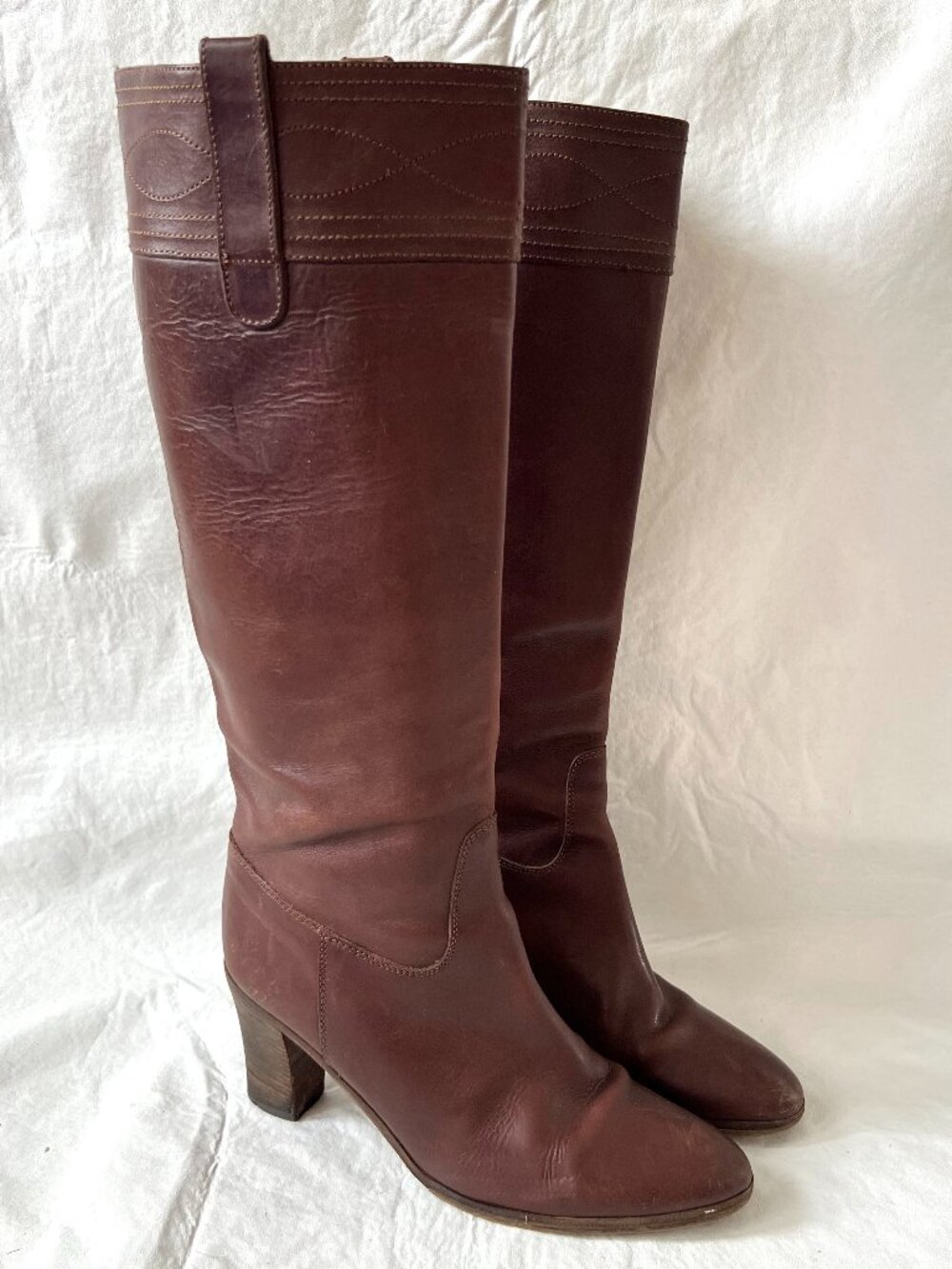 J. Crew Tall Italian Leather Classic Heeled Boots in Medium Brown